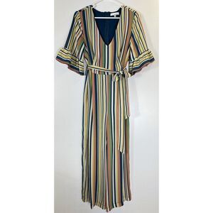 June & Hudson Striped Ruffle Sleeve Jumpsuit size Medium